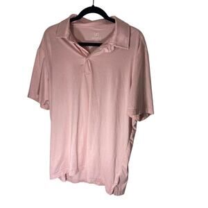 George Cotton Softcore Pastel Men's Pink Front Button Polo Large
